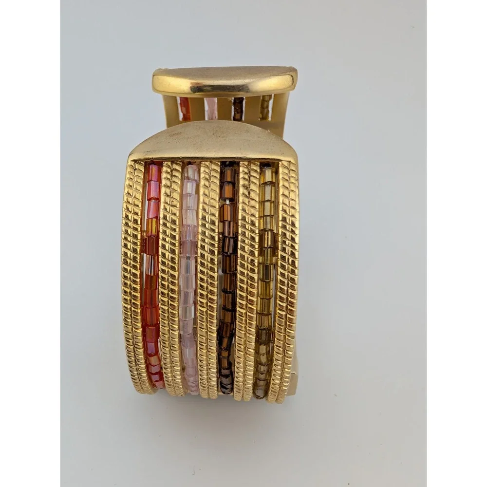 P Watch Women 30mm Case Gold Beaded Bangle Band-‎ New Battery